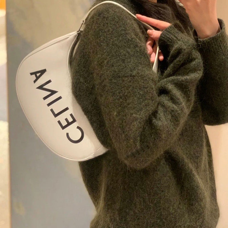 Mischa Túi Đeo Vai Bằng Da PU Màu Trơn In Chữ Thời Trang Dễ Phối Đồ