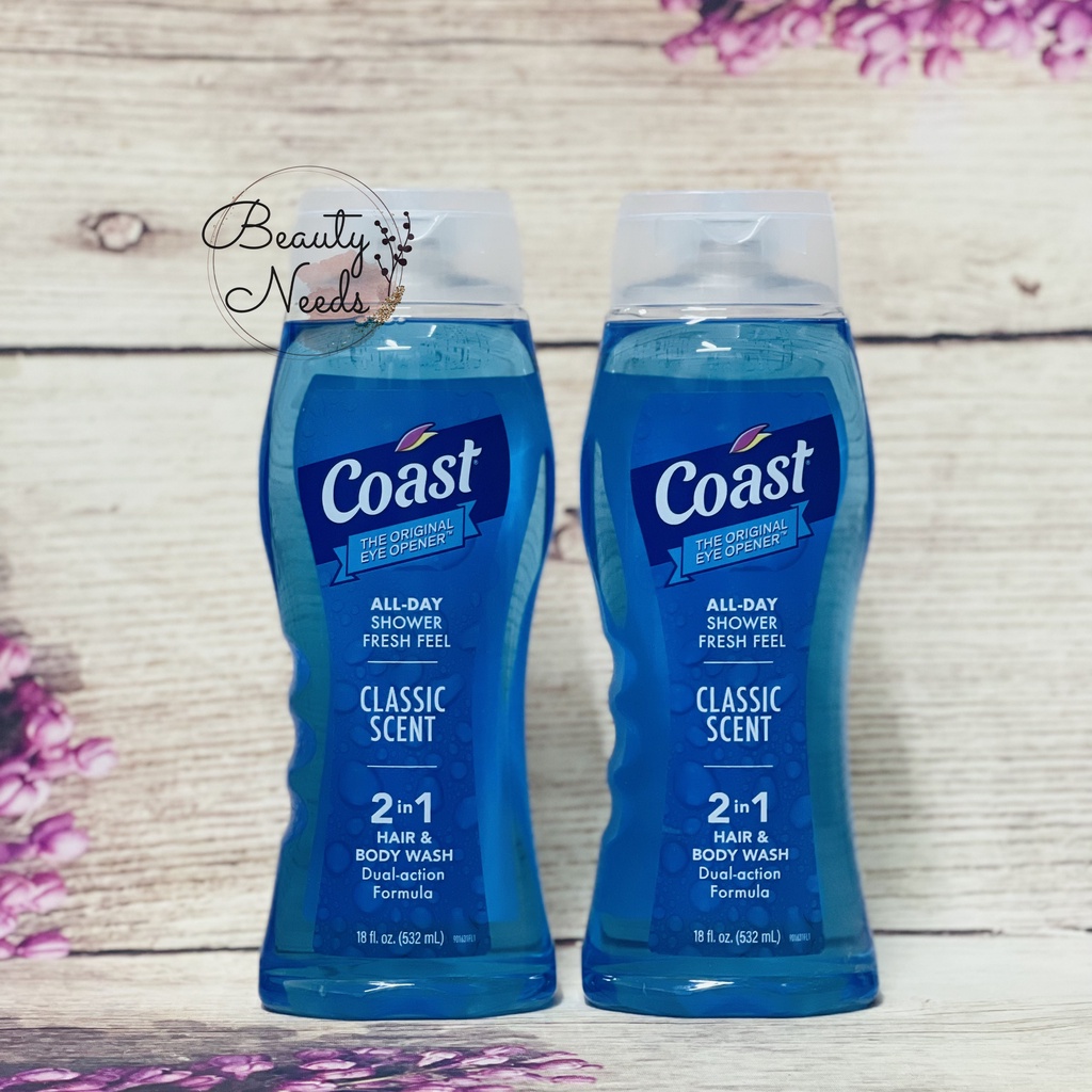 Sữa tắm gội cho Nam Coast Hair Body Wash Classic Scent chai 532ml của Mỹ