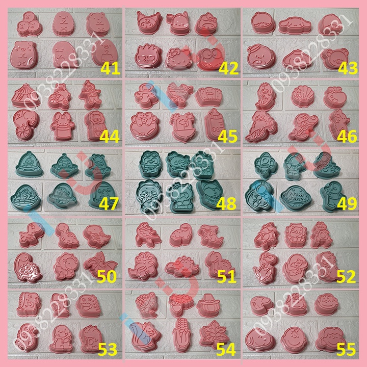 HCM - Bộ khuôn cutter hoạt hình làm bánh quy, cắt bột tạo hình cookies mẫu gấu, khủng long, chó mèo và tiên cá