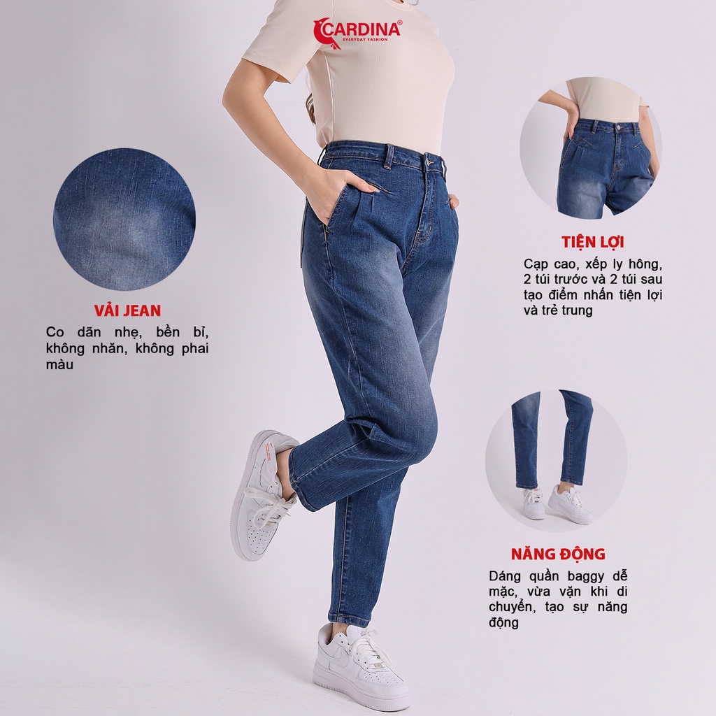 Quần Jeans Nữ 𝐂𝐀𝐑𝐃𝐈𝐍𝐀 Cao Cấp Dáng Baggy Cài Khuy Có Khóa Kéo Dễ Mix Đồ 2Q12 (Không Kèm Áo)