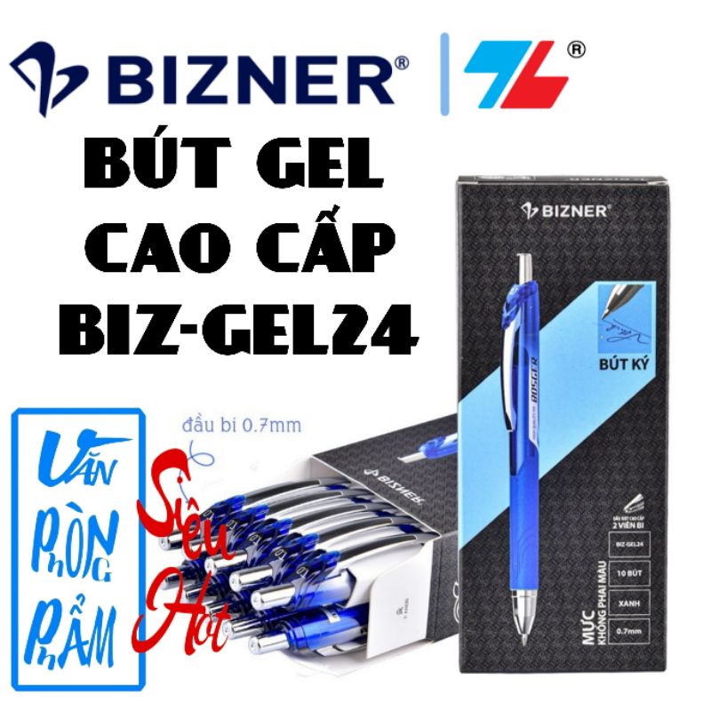 Bút ký BOSGER Gel 2 đầu bi BIZNER BIZ-GEL24, 10 cây/Hộp (chính hãng)