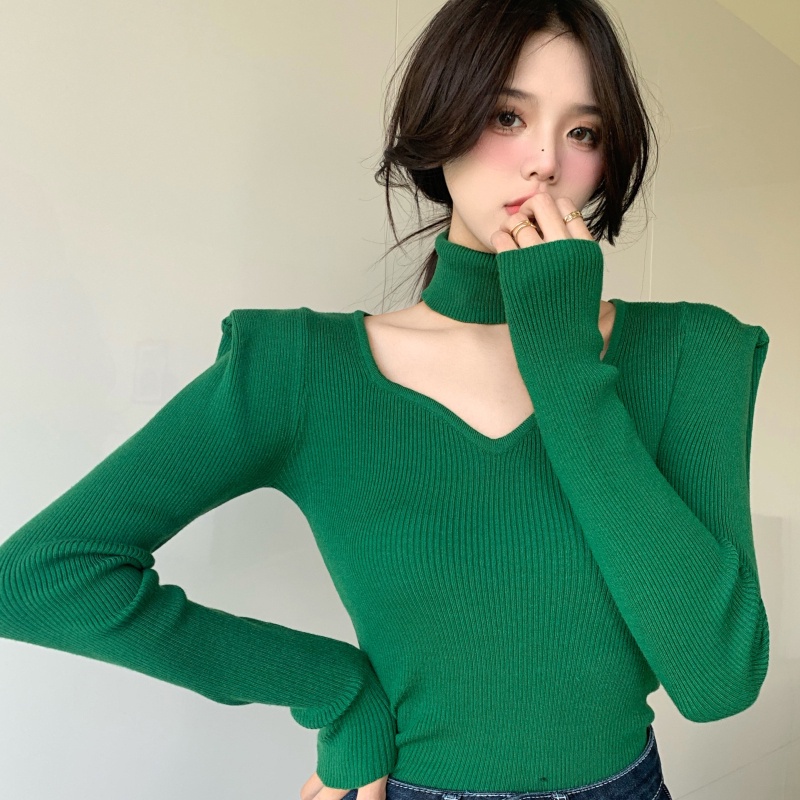 IELGY Áo sweater Cổ Lọ Ôm Dáng Thời Trang Cho Nữ