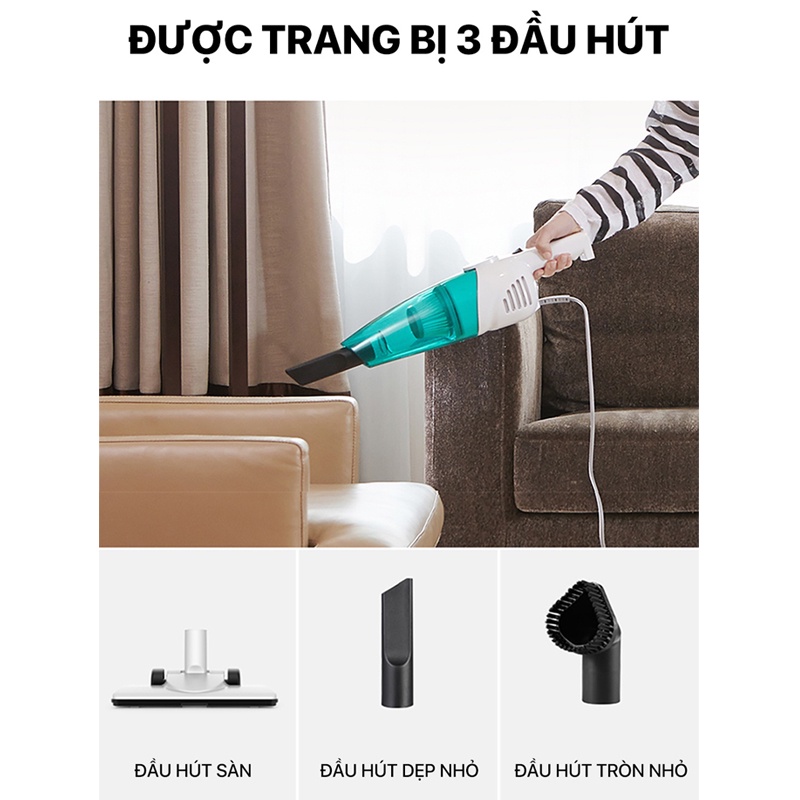 Máy hút bụi cầm tay Deerma DX118C cao cấp Tặng kèm 3 đầu hút đa năng bảo hành chính hãng