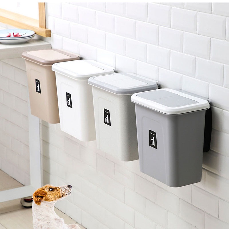 Thùng Treo Cánh Tủ Bếp Tiện Lợi Có Nắp Đậy Trượt Thông Minh