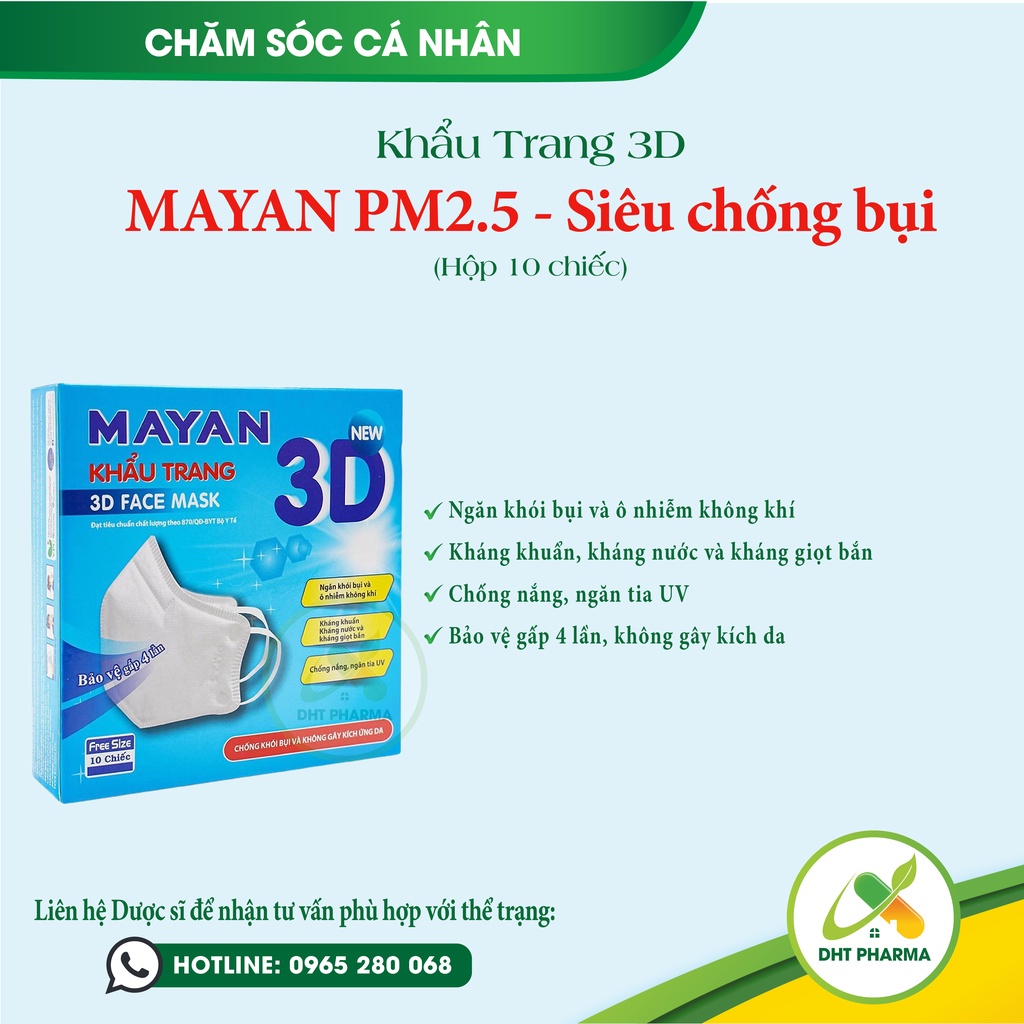 Khẩu Trang Mayan 3D Mask Chống Bụi PM 2.5 Hộp 10 Miếng