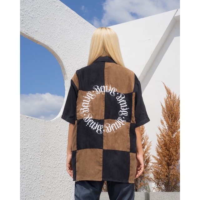 Sơ mi da lộn Cuban Patchwork