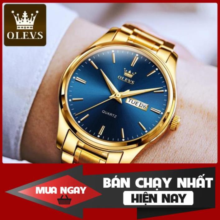 Đồng hồ quartz OLEVS 6898G dây thép không gỉ dạ quang chống nước chính hãng cho nam