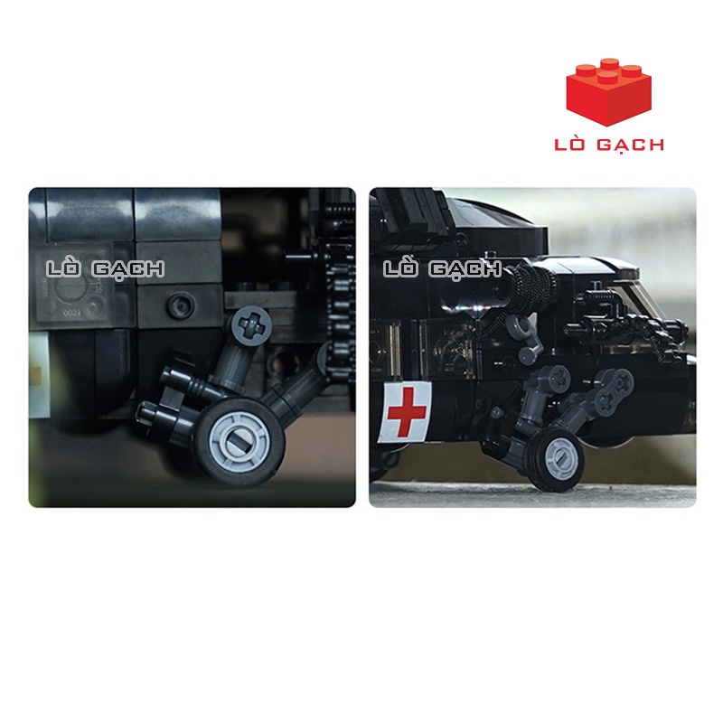 Bộ xếp hình máy bay trực thăng UH60 Black Hawk quân đội Mỹ 692 chi tiết