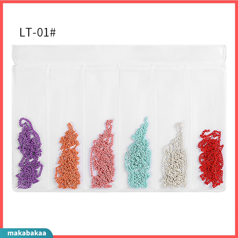 Chuỗi xích hợp kim 3D trang trí móng tay nghệ thuật tự làm nhiều kích thước và màu sắc