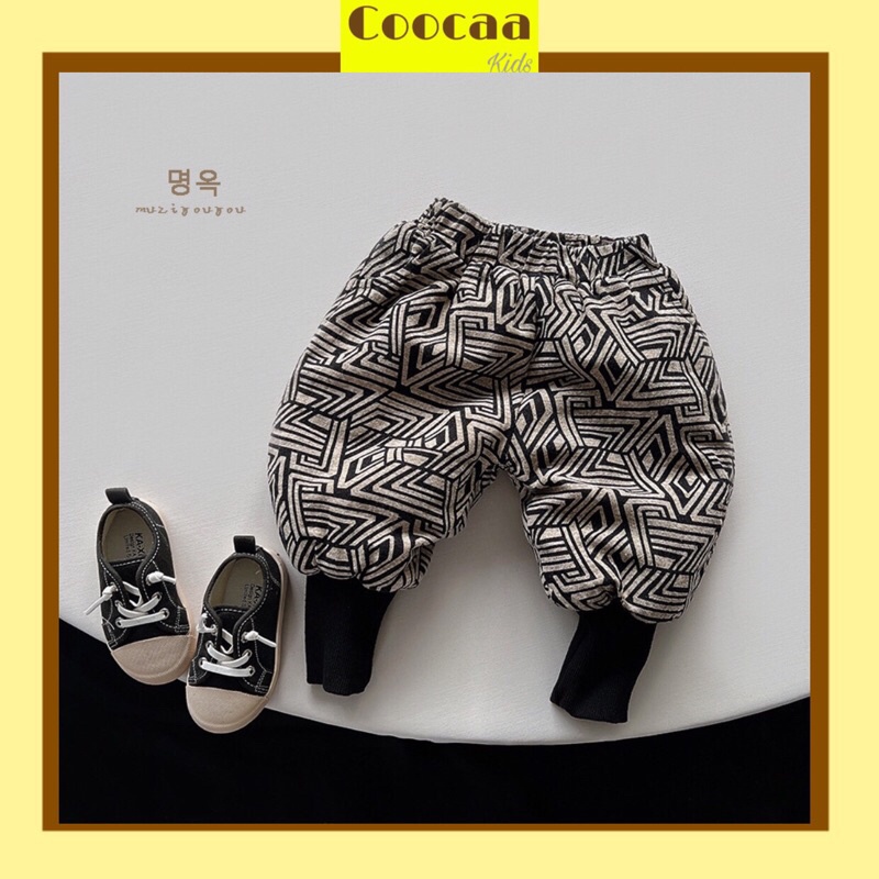 Quần bí hoạ tiết có lót lông style Hàn Quốc cho bé trai bé gái size 80-120