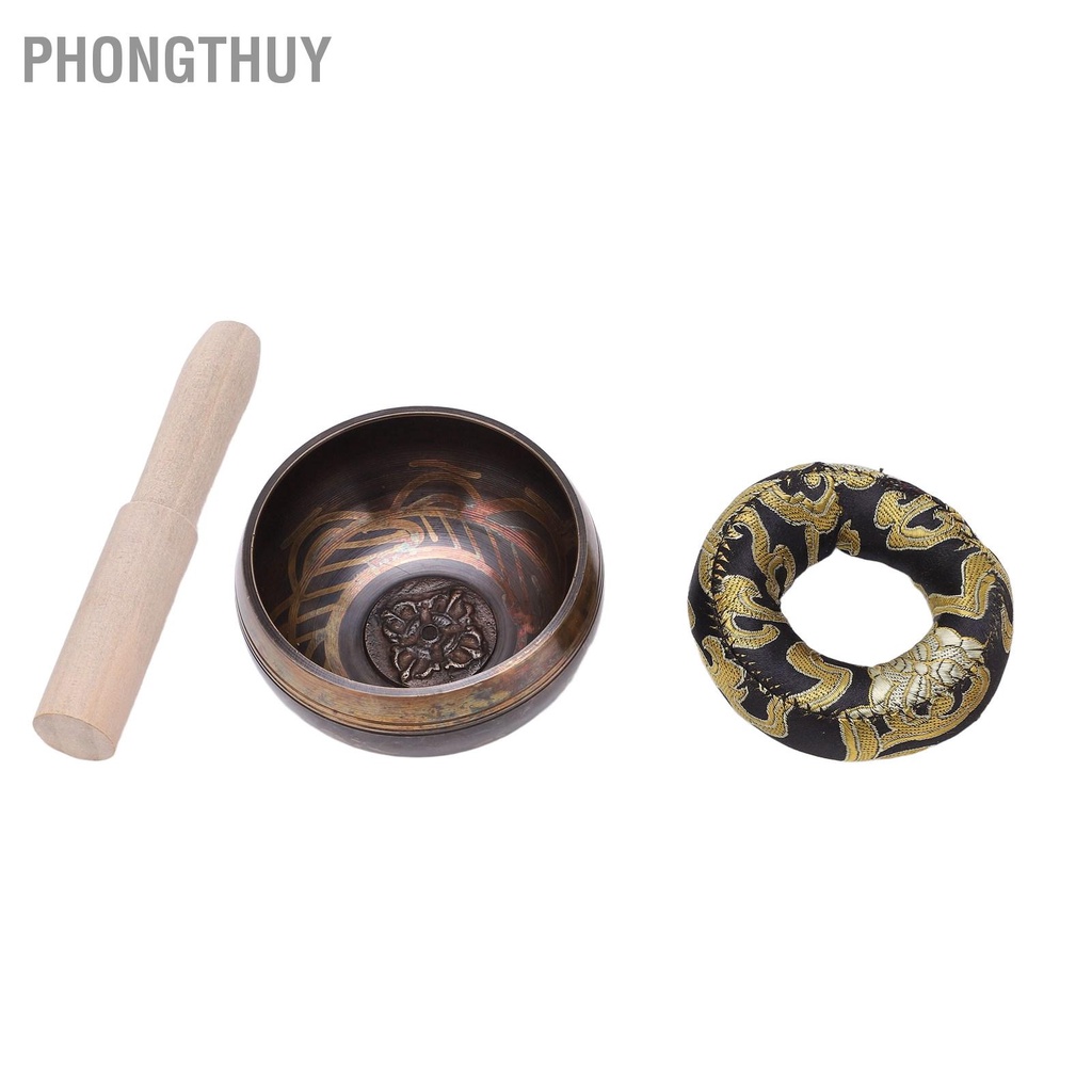 Chuông bát xoay Nepal Tây Tạng bằng Đồng Có cây gõ mõ và đế Tập Yoga Thiền Phật