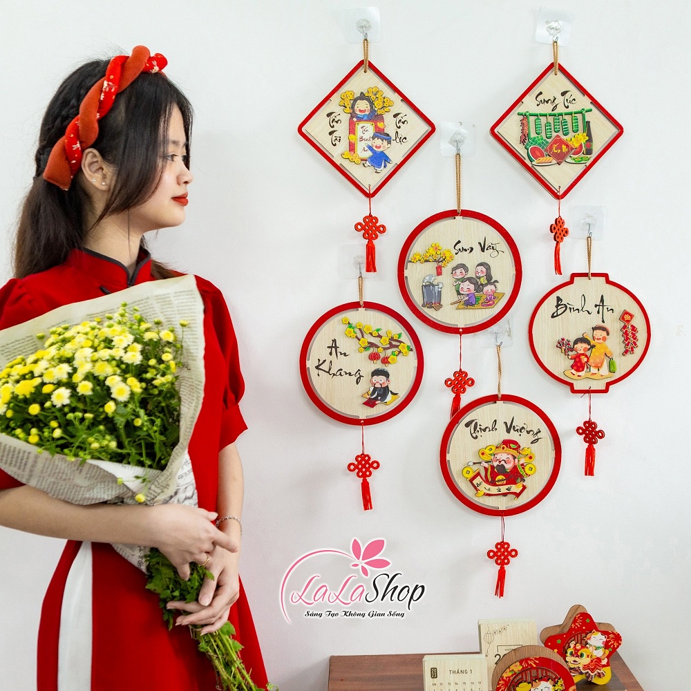 [HỎA TỐC] Bảng gỗ treo trang trí tết Lala mang đến tài lộc, may mắn cho năm mới hàng handmade dễ trang trí