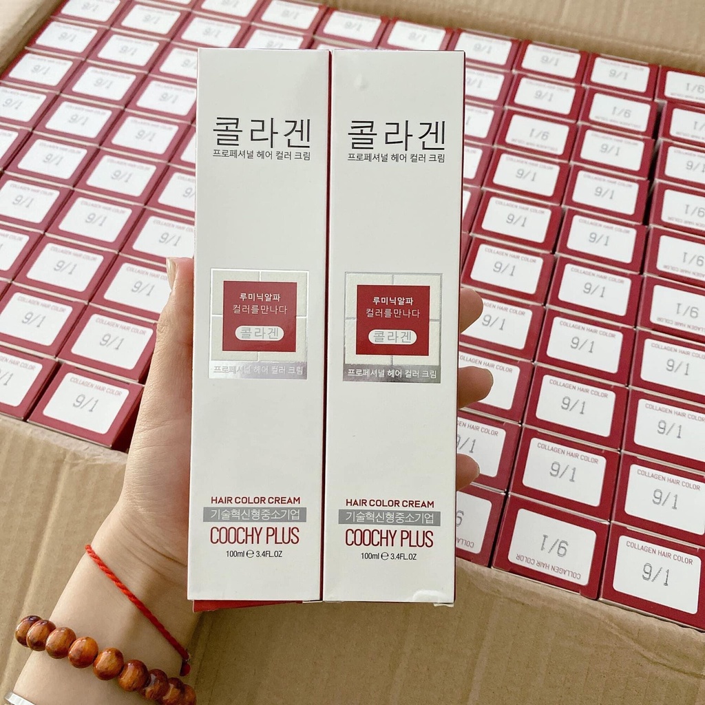 Thuốc nhuộm tóc hàn màu ĐỎ tặng kèm oxy+gang tay