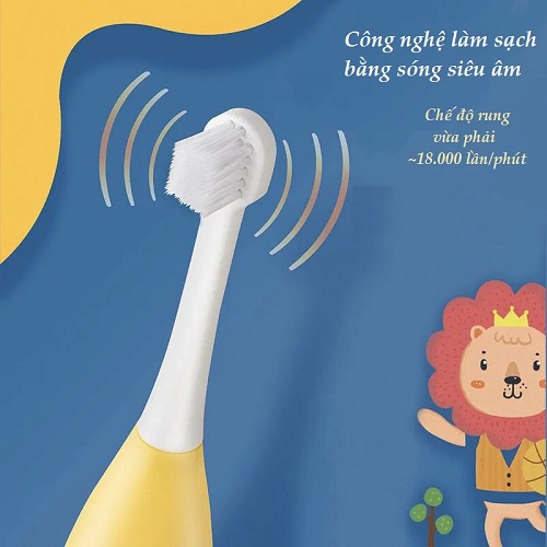 Bàn Chải Đánh Răng Điện Trẻ Em - Bàn Chải Đánh Răng Tự Động Lông Mềm Tặng Kèm Pin Và Đầu Thay Thế