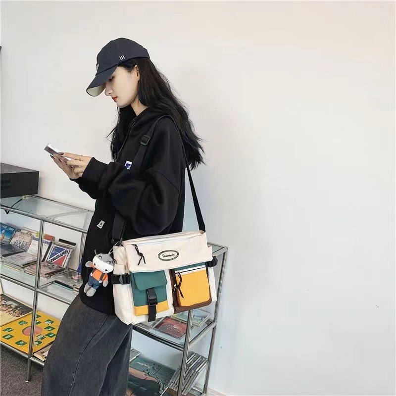 Túi Đeo Chéo Canvas Sức Chứa Lớn Thời Trang Cho Nam