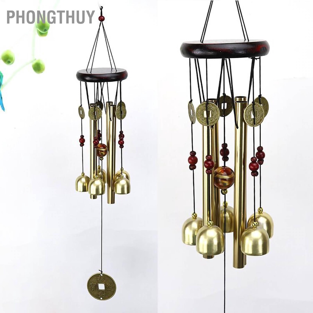 PhongThuy Chuông Gỗ Kim Loại Gió Treo Tường Trang Trí Nhà Mặt Dây Cho Cửa Ban Công