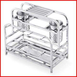 Kệ inox 304 để dao thớt đũa tiện lợi kích thước 35x18x27cm, ống cắm đũa thìa, khay hứng nước inox xịn