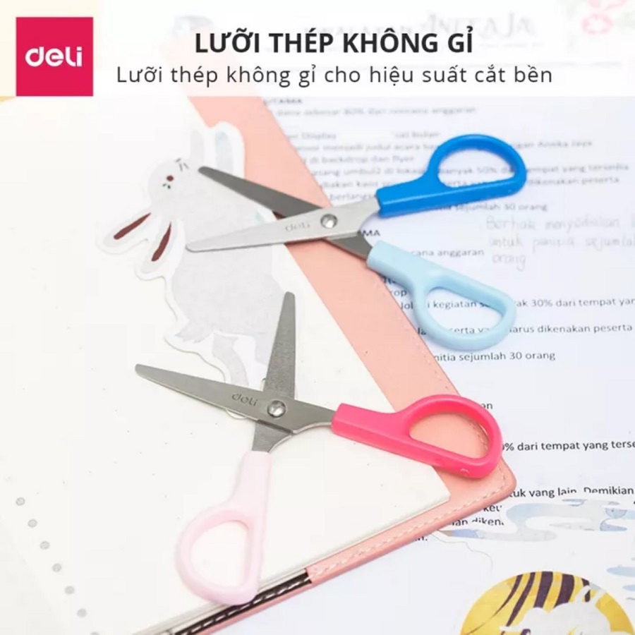 Kéo thủ công Deli 6021 / Kéo học sinh 121mm Deli E6021
