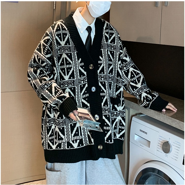 Áo Cardigan nam áo khoác ngoài chất liệu len dày dặn sang trọng áo khoác cardigan nam nữ unisex tay dài cổ V tay kẻ sọc