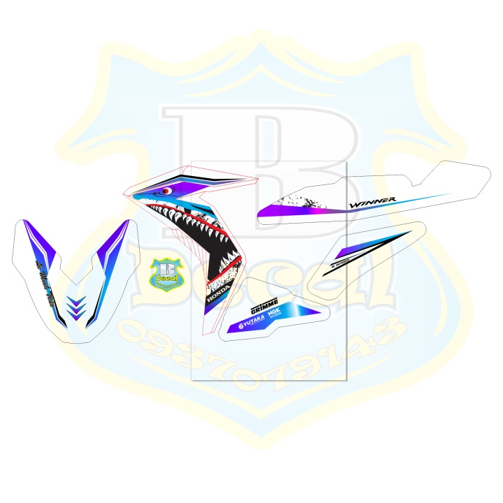 DECAL PVC 5 LỚP CHẤT LƯỢNG CAO Tem rời winner cá mập trắng