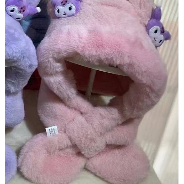 Ns3 Sanrio Kuromi set Ba Món Găng Tay Mũ Khăn Choàng Lông Dày Mềm Giữ Ấm Mùa Đông Làm Quà Tặng Cho Bạn Gái