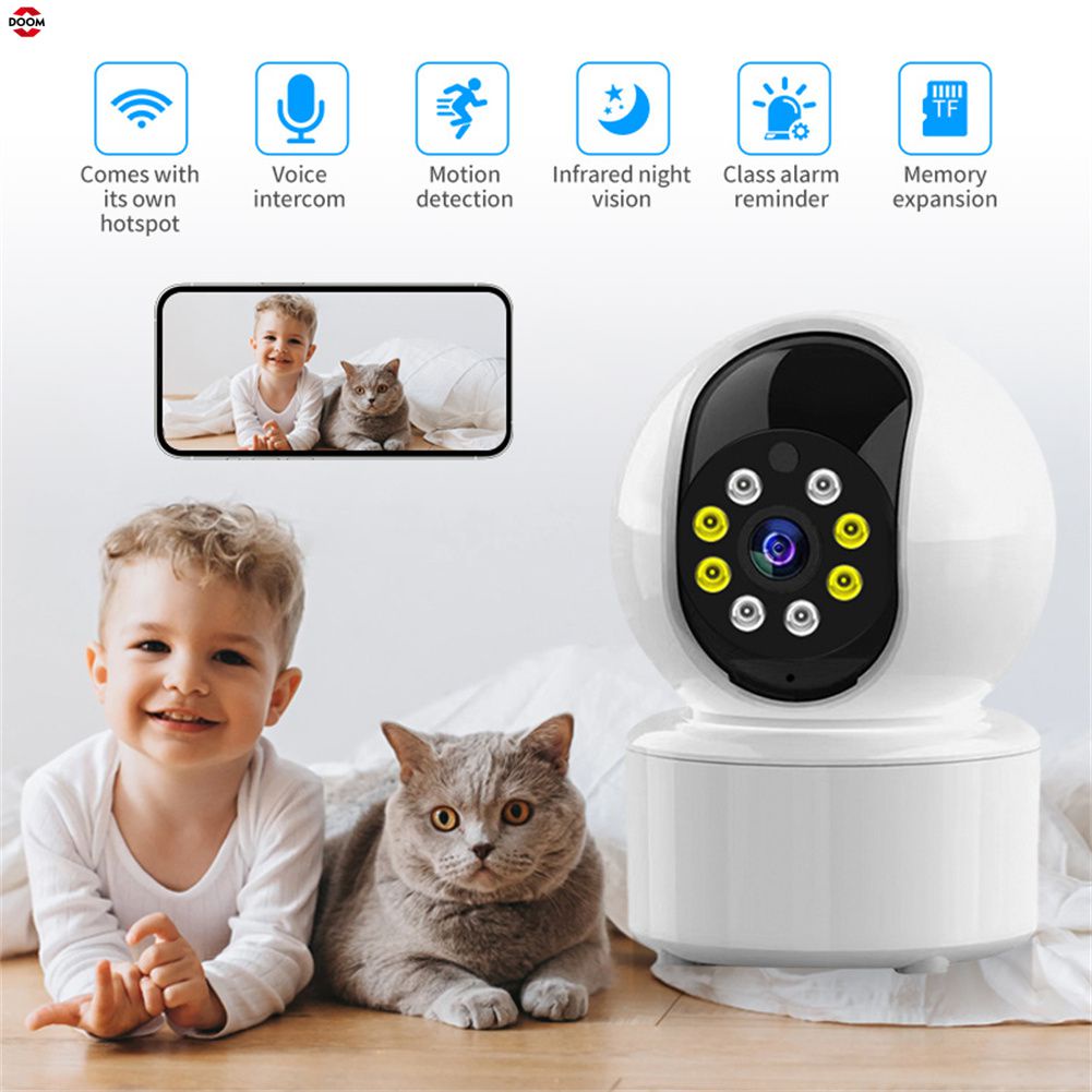 Camera Ip An Ninh Wifi Camera Quan Sát Không Dây Giám Sát Ban Đêm P2p Trẻ Em Thú Cưng Camera Wifi 【Doom】