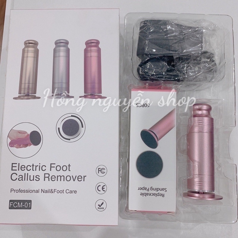 Máy Chà Gót Chân Pinkmia, Máy Tẩy Tế Bào Chết Cho Tiệm Nail, Cá Nhân Tại Nhà - Tặng Kèm 60 Miếng Chà