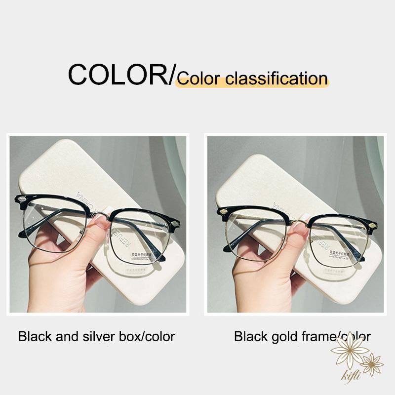 Kính mát giả cận nam nữ form nửa gọng clubmaster chống tia uv ánh sáng xanh bảo vệ mắt