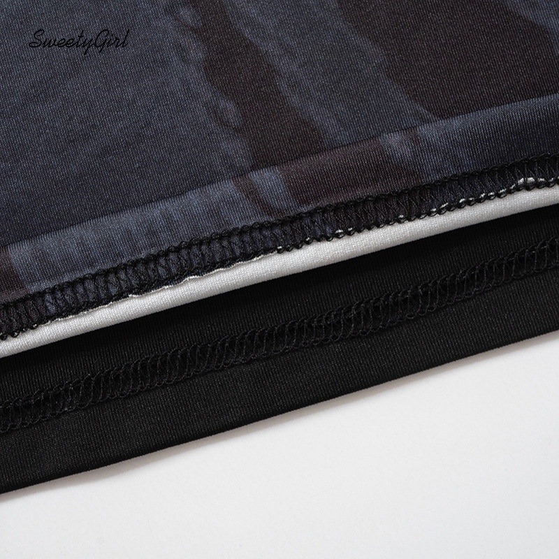 MsMona Áo Thun Croptop Cổ Tròn Tay Dài Dáng Ôm In Họa Tiết Thời Trang 2022 Cho Nữ