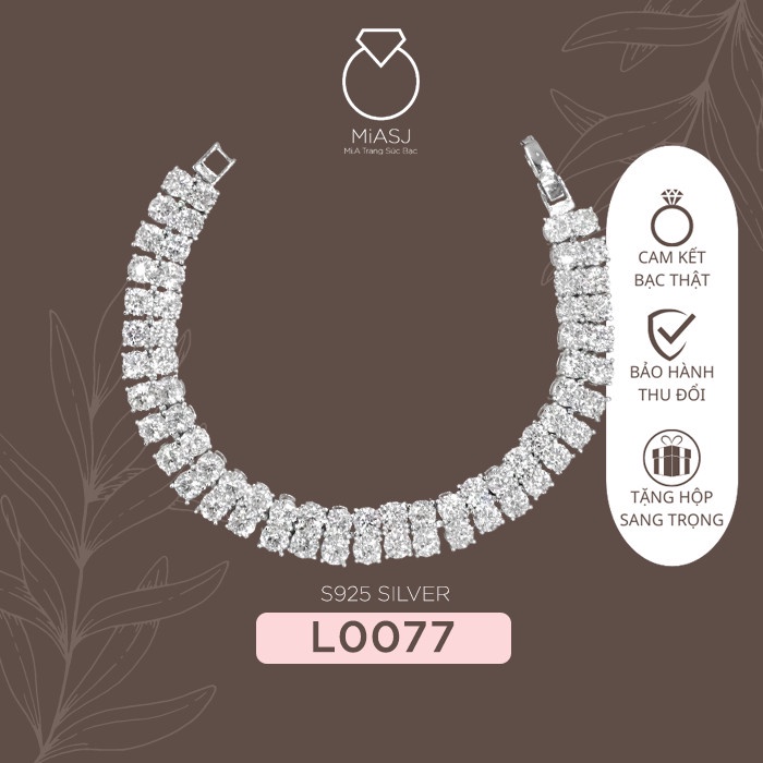 Lắc tay nữ đính đá Cz bạc Ý Italy xi bach kim 18K cao cấp L0077 | Mi.A Trang sức bạc