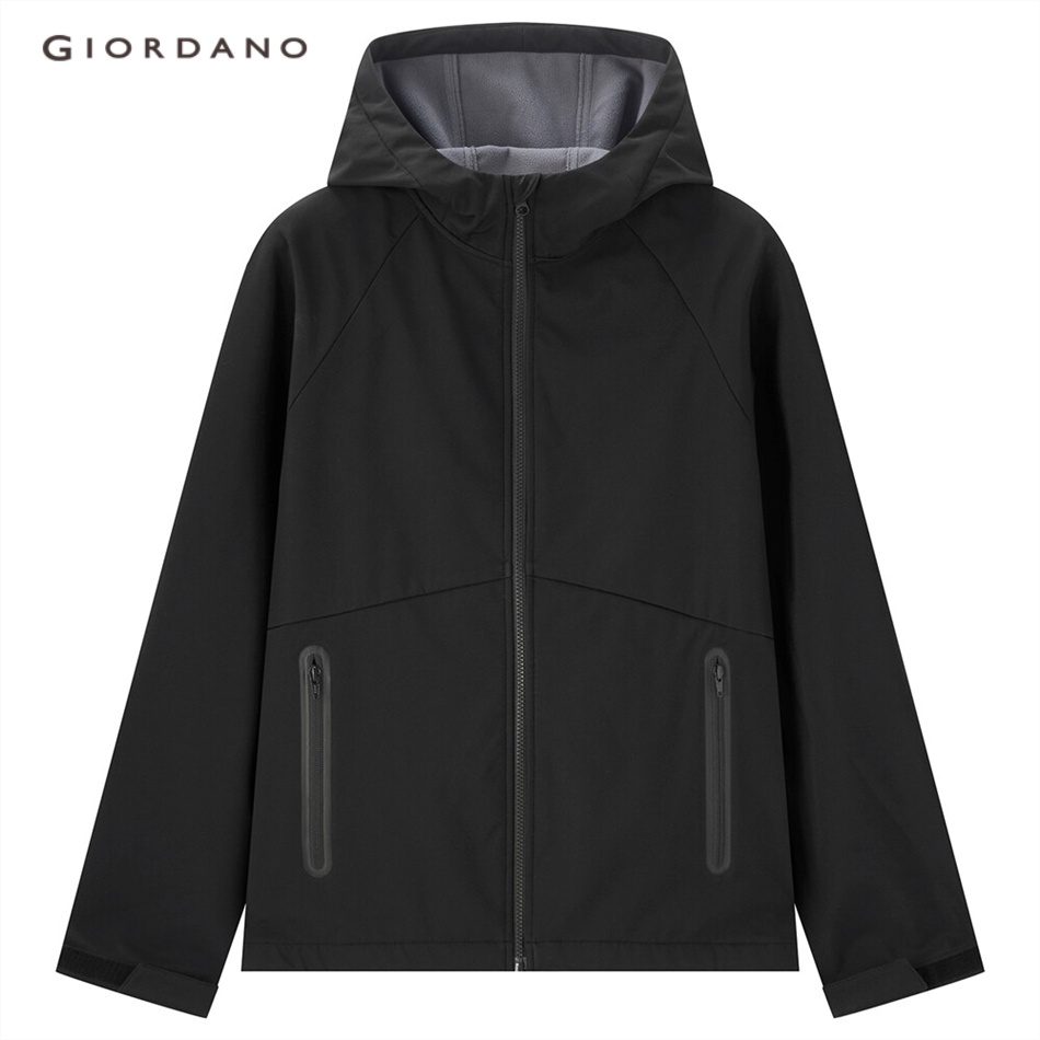 Áo khoác GIORDANO 01072677 tay ráp lót lông cừu tổng hợp dáng rộng có mũ trùm đầu dành cho nam