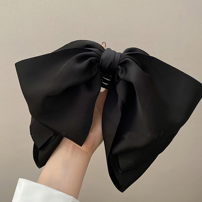 Kẹp Tóc Nơ Ruy Băng satin Cỡ Lớn Đơn Giản Nhẹ Nhàng Phong Cách Pháp