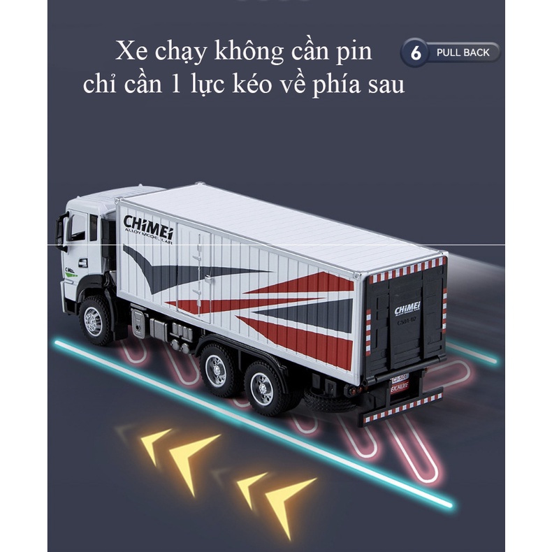 Đồ chơi xe container thành phố KAVY bằng hợp kim nguyên khối có nhạc đèn mở được cửa xe và thùng xe