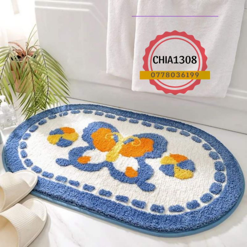 THẢM CHÙI CHÂN LEN HÌNH BẦU DỤC OVAL CAO CẤP KÍCH THƯỚC 50X80CM