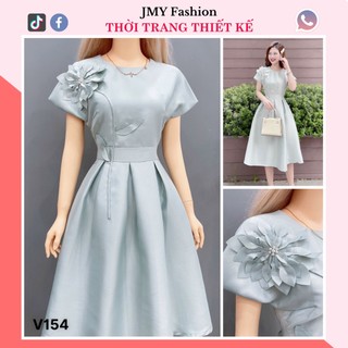 V154 Váy xanh tafta dáng xoè [kèm ảnh cận chất SP] váy dự tiệc sang chảnh - TH Hà Thanh