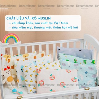 Gối nằm cho bé sơ sinh vải xô muslin mỏng nhẹ thấm hút mồ hôi - ảnh sản phẩm 2