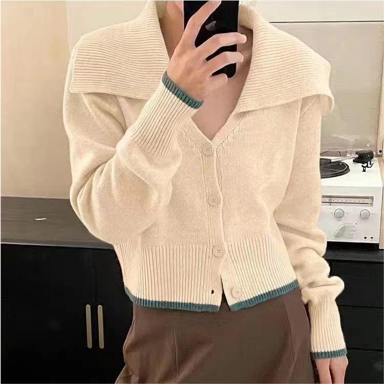 QKOOLE  Áo Croptop Dệt Kim Tay Dài Màu Sắc Đơn Giản Cho Nữ
