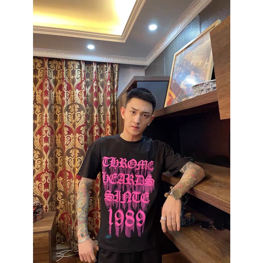 Áo Thun G.C Đen Trắng Chữ Hồng 1989 Dành Cho Nam Nữ Phong Cách CHẤT