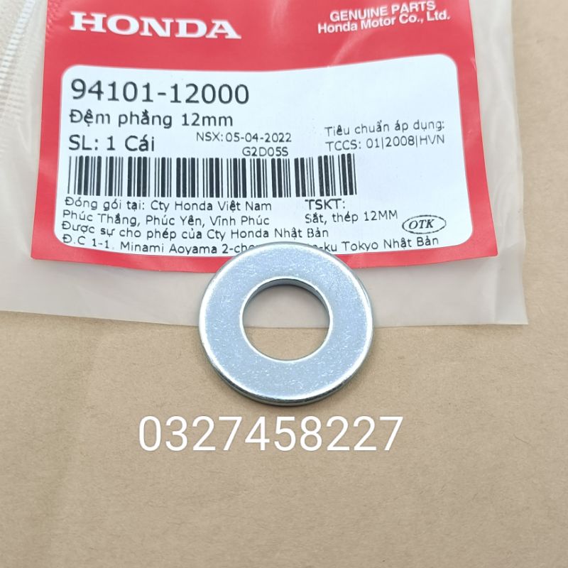Đệm phẳng 12mm, lông đền phuộc sau trong xe DREAM, WAVE, FUTURE zin Honda