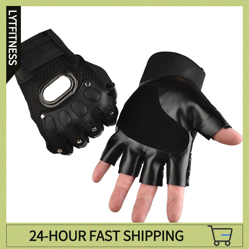 LYTFitness Găng Tay Nửa Ngón Đi Xe Đạp Đệm Mềm Bảo Vệ Lưới Thoáng Khí Leo Núi