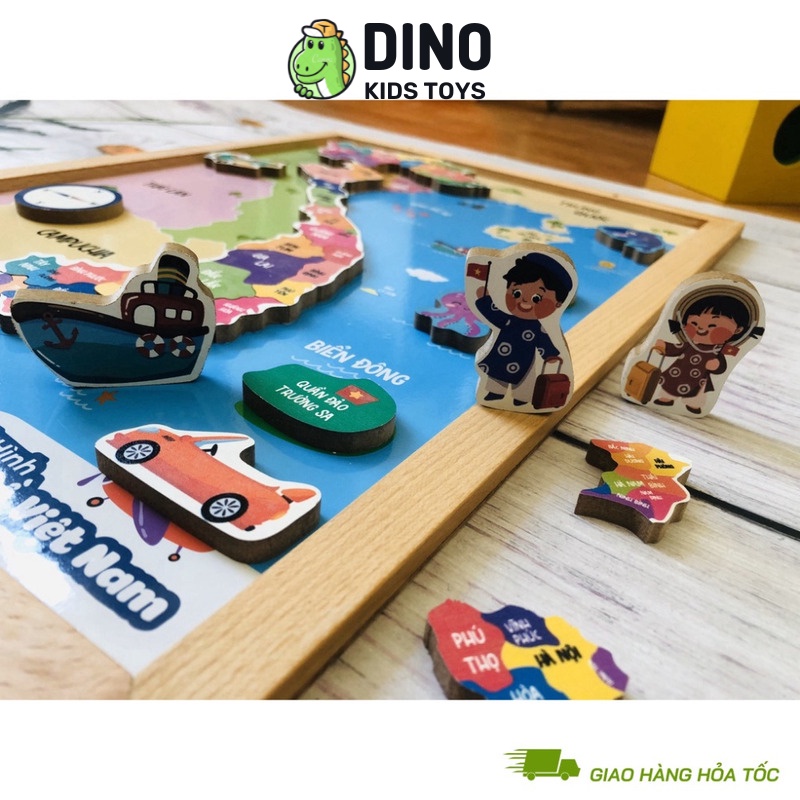 Bộ Đồ Chơi Tranh Gỗ Ghép Hình Việt Nam A3 - 46 Miếng Ghép Có Nam Châm - CleverKids