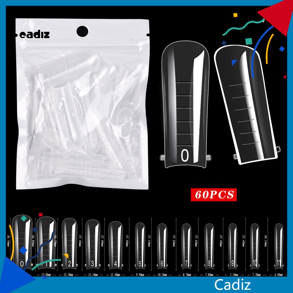 Set 60 Miếng Dán Móng Tay Bằng Nhựa Trong Suốt Tháo Rời Được Tiện Lợi