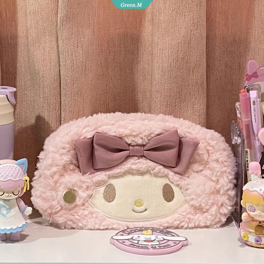 Túi Đựng Bút Chì / Mỹ Phẩm Phủ Lông Hình Melody Hoạt Hình Nhật Bản Đáng Yêu