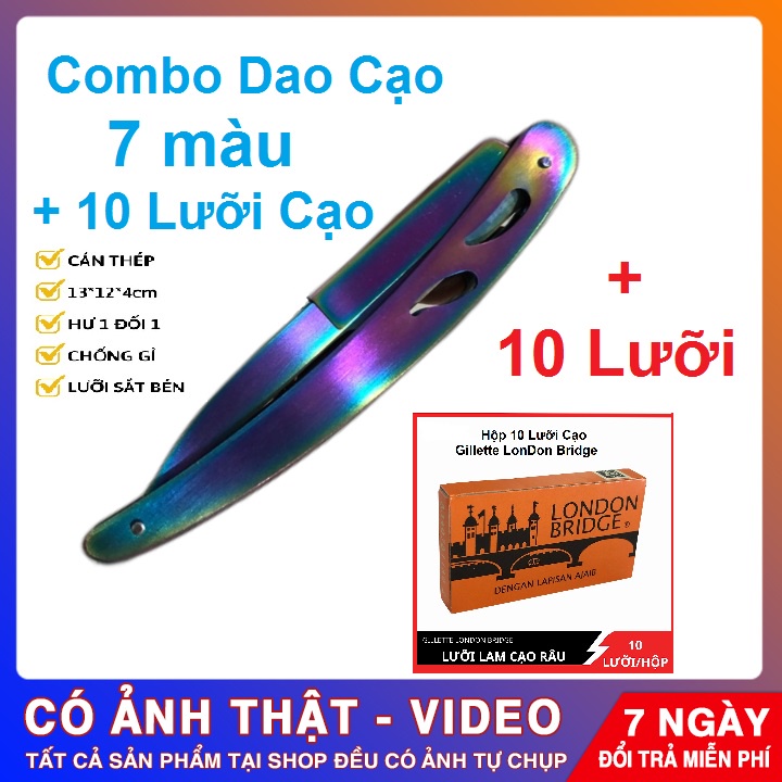 Dao Cạo Râu Tóc Mặt 7 Màu Cao Cấp  Đa Năng Sang Trọng Tặng 10 Lưỡi Dao [ Ảnh Thật Sản Phẩm ]