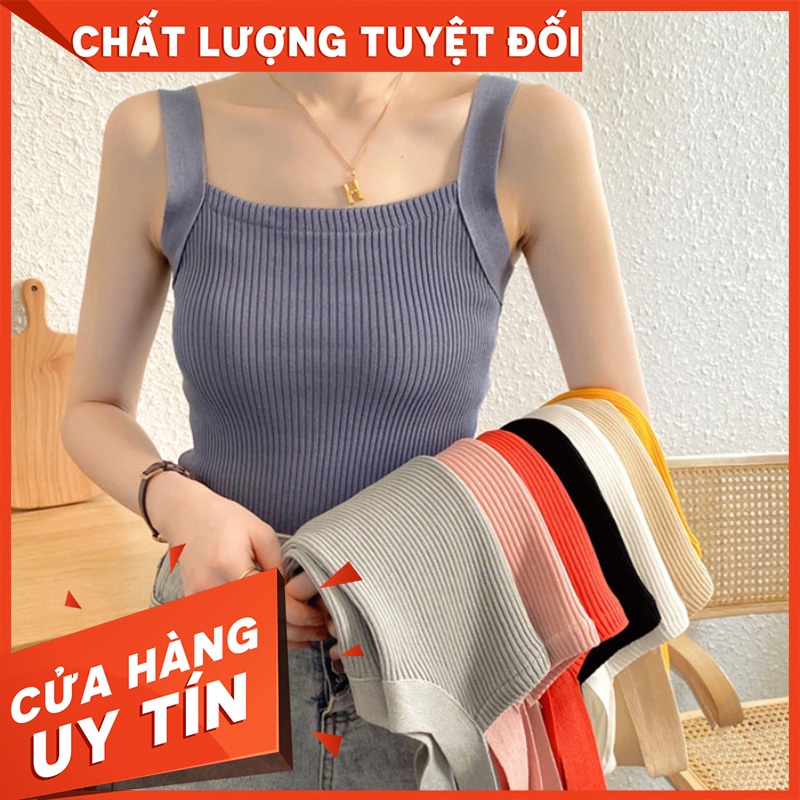 Áo len mỏng dây bản to dệt kim ôm form tôn dáng xinh