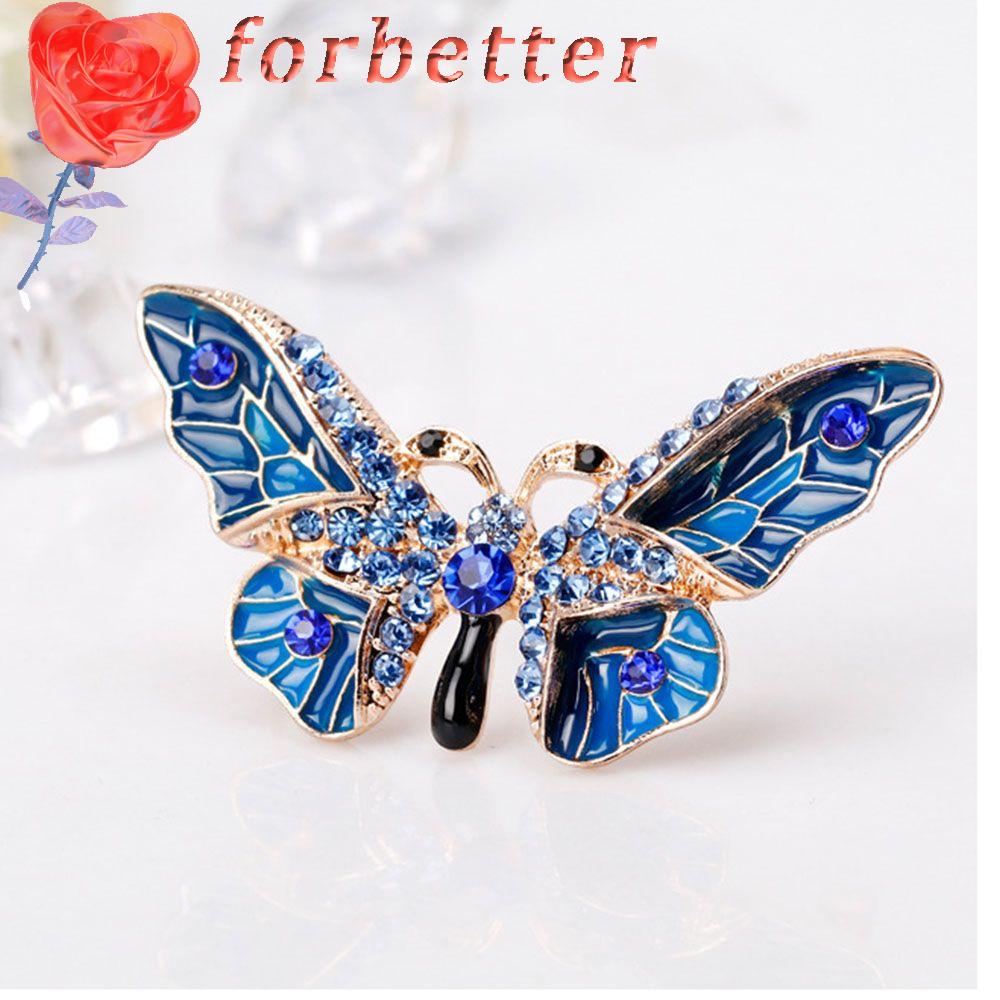 Ghim cài áo hình bướm bằng kim loại đính đá xinh xắn
