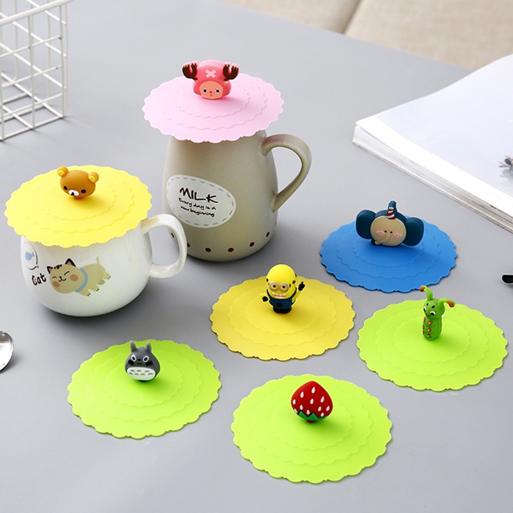 Nắp Đậy Ly Cốc Chống Bụi Bằng Silicon Nhiều Hình Cute