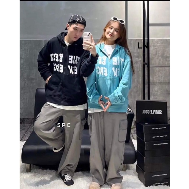 Áo khoác nỉ chữ THE BEST mũ 2 lớp TH6