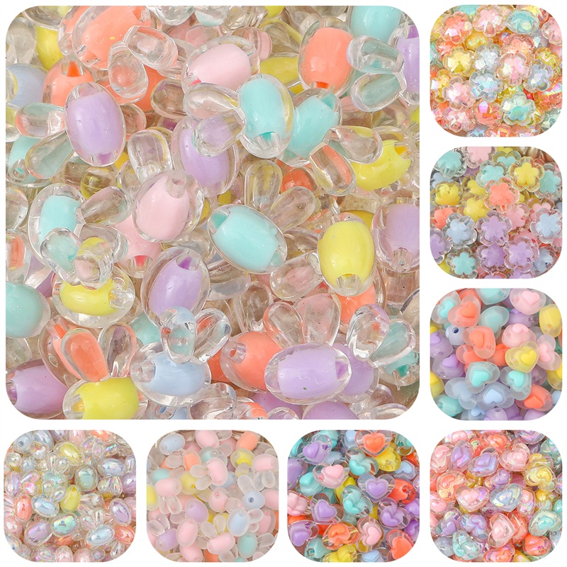 Hạt Acrylic Trong Suốt Hình Thỏ / Trái Tim / Cánh Hoa / Cánh Hoa Làm Vòng Tay / Tóc Handmade diy