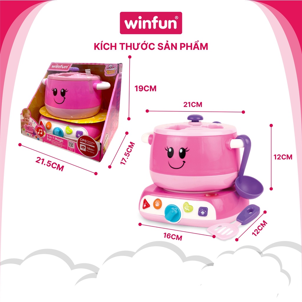 Bộ đồ chơi nấu ăn xếp hình Winfun 0762G có nhạc - hỗ trợ hướng nghiệp và phát triển tư duy cho bé , chính hãng